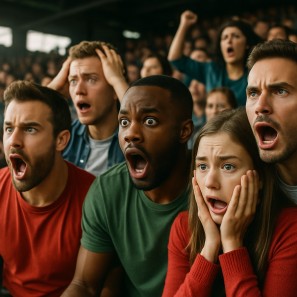 Fans reacting to dramatic in-play sports odds