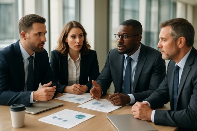 Family Office wealth advisors discussing asset division