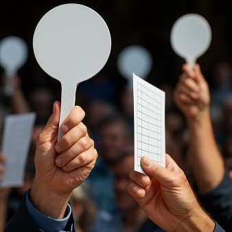 Hands hold auction paddles and bid sheets, representing the excitement of yearling sales and the hope of future Betting Winnings