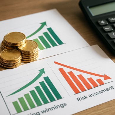 Graphical concept illustrating Betting Winnings and risk assessment