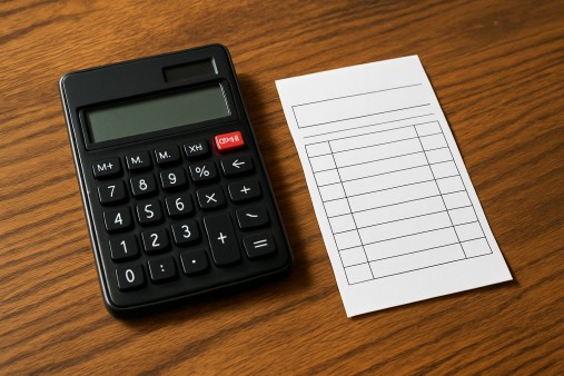 A calculator and odds slip on an American sports desk
