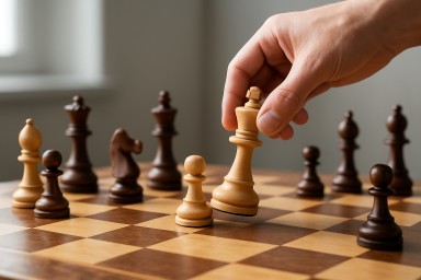 Succession planning visualized by chess pieces in transition