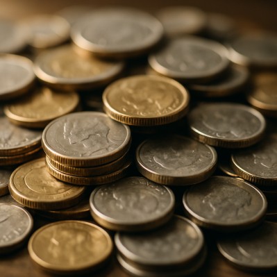 A pile of coins illustrating probability and binomial distribution