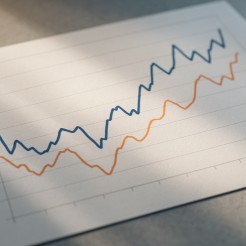 Graph showing fluctuating exchange rates and payout impact