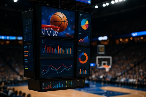Live data feeds in a basketball arena