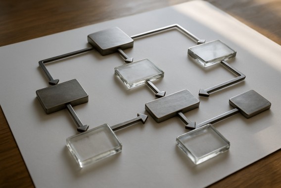 Flow chart representing simulation processes in probability modeling