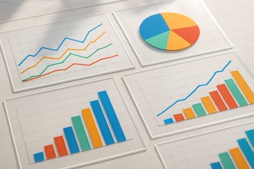 A set of colorful charts and data trends illustrating financial forecasting techniques