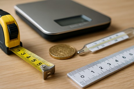 Everyday objects showing decimal numbers in use