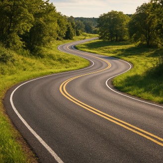 A winding road symbolizing the path of wealth through generations