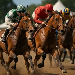A close finish at a major horse racing event