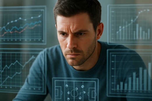 Focused person analyzing data for high risk strategy in sports