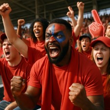 Fans cheering for an underdog football team