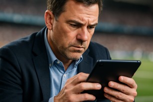 A sports analyst checking late injury updates on a digital device