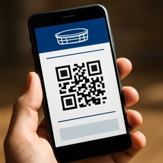 Mobile app screen showing digital ticket for sports event