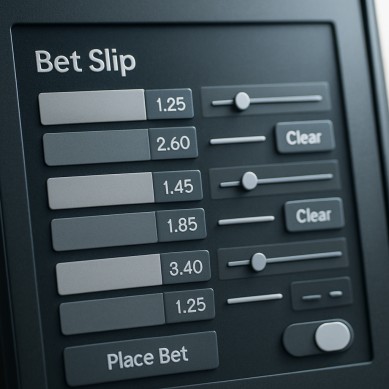 Digital Bet Slip interface with calculation features