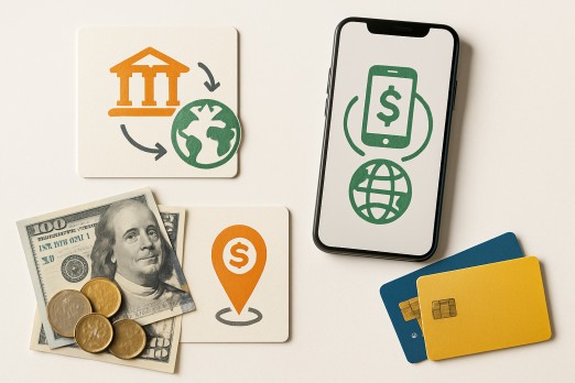 Infographic illustrating different international money transfer methods