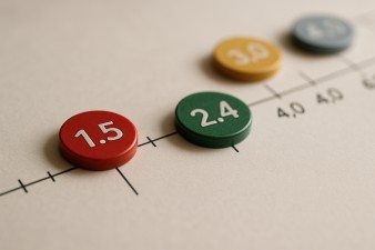 A graphic showing a number line and various betting odds points