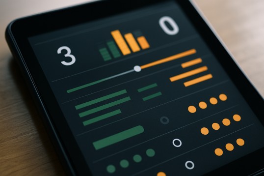 Close-up photo of live sports statistics on a tablet screen