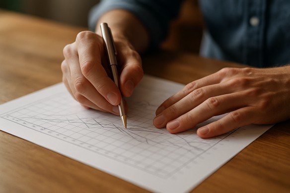 A symbolic image showing a person mapping out future plans for their financial security