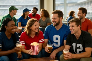 Fans enjoying early entry and lounge access at a major sports event