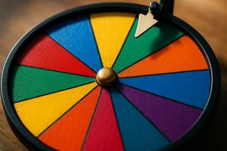 A colorful spinning wheel illustrating the concept of probability and choices