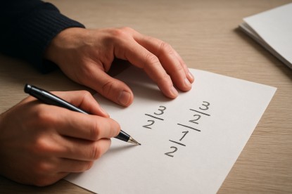 A responsible sports bettor calculating fractional odds on paper