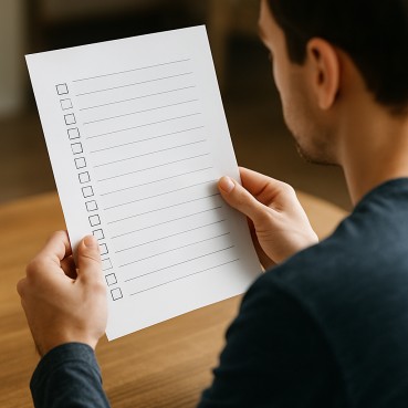 Person reviewing risk and game selection checklist before betting