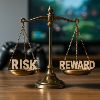 Balancing scales representing risk and reward in gaming predictions