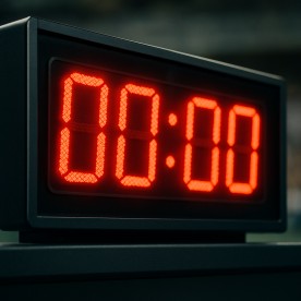 Digital scoreboard showing countdown, symbolizing anticipation for game result timing