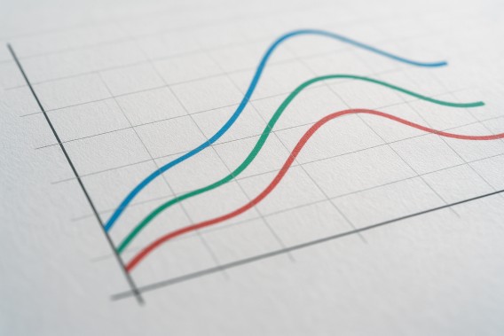 Simulation graph showing predictive trends over time