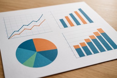 Sports data and numbers visualized with graphs