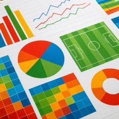 Colorful patterns and charts representing sports data analysis