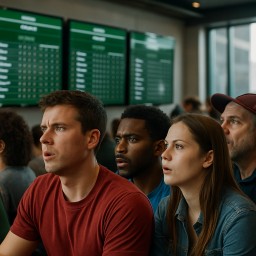 Fans watching live sports statistics for betting probability