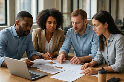 Image showing a team reviewing a financial audit after a sports event
