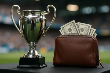 Sports trophy and cash purse at event