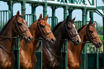 State bred horses lined up at a championship starting gate