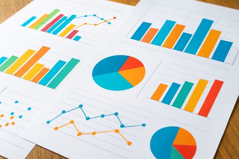 Assorted graphs and charts representing statistical data analysis
