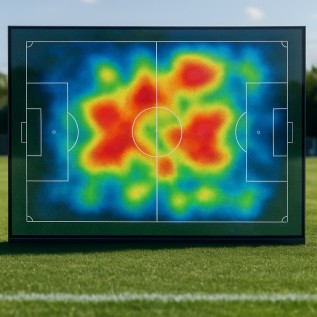 Heatmap visualizing football player positions during a match